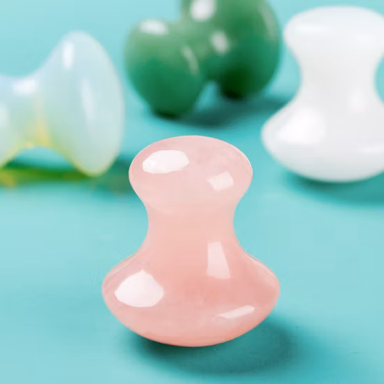 Natural Rose Quartz Green Aventurine Facial Guasha Stone White Jade Face Eyes Massager Scraping Custom Mushroom Gua Sha Tool