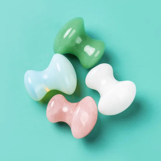 Natural Rose Quartz Green Aventurine Facial Guasha Stone White Jade Face Eyes Massager Scraping Custom Mushroom Gua Sha Tool