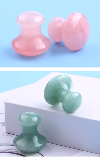 Natural rosa quartzo verde aventurina facial guasha pedra jade branco rosto olhos massageador raspagem cogumelo personalizado gua sha ferramenta